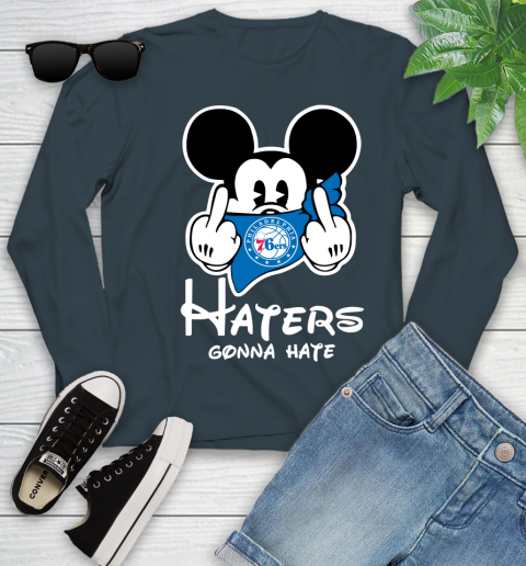 NBA Philadelphia 76ers Haters Gonna Hate Mickey Mouse Disney Basketball T Shirt Youth Long Sleeve 9