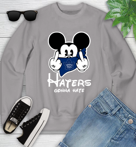 NHL Toronto Maple Leafs Haters Gonna Hate Mickey Mouse Disney Hockey T Shirt Youth Sweatshirt 3