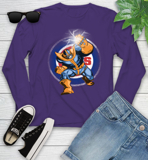 Chicago Cubs MLB Baseball Thanos Avengers Infinity War Marvel Youth Long Sleeve 4