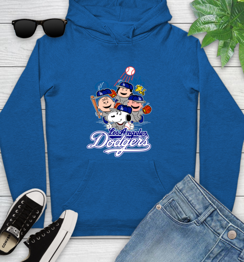 MLB Los Angeles Dodgers Snoopy Charlie Brown Woodstock The Peanuts Movie Baseball T Shirt_000 Youth Hoodie 11