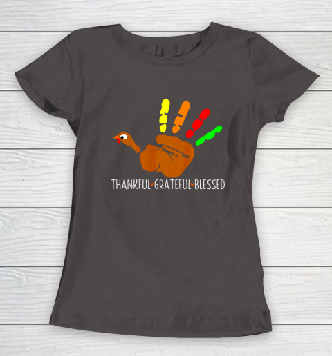 Thanksgiving Shirt Turkey Hand Print Funny Thanksgiving Day Women's T-Shirt 5