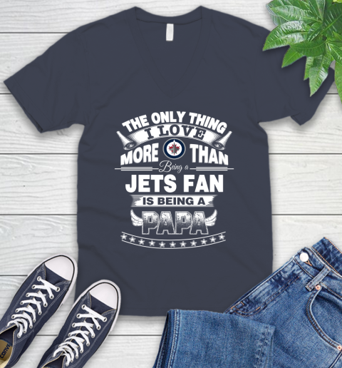 NHL The Only Thing I Love More Than Being A Winnipeg Jets Fan Is Being A Papa Hockey V-Neck T-Shirt 8