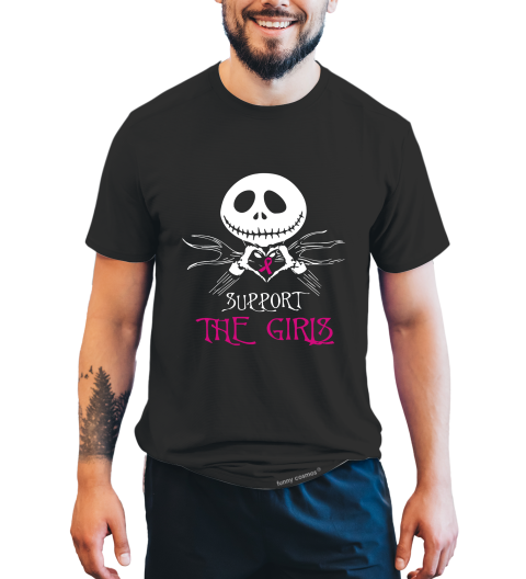 Nightmare Before Christmas T Shirt, Support The Girls Tshirt, Jack Skellington T Shirt, Breast Cancer Awareness Gifts