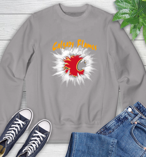 Calgary Flames NHL Hockey Adoring Fan Rip Sports Sweatshirt 5