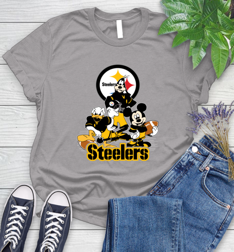 NFL Pittsburgh Steelers Mickey Mouse Donald Duck Goofy Football Shirt Women's T-Shirt 5