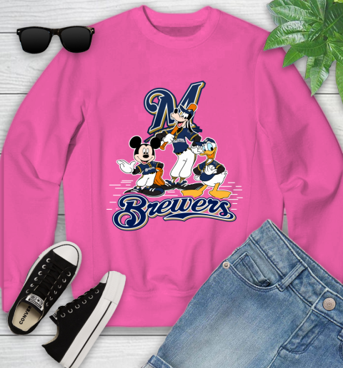 MLB Milwaukee Brewers Mickey Mouse Donald Duck Goofy Baseball T Shirt Youth Sweatshirt 6