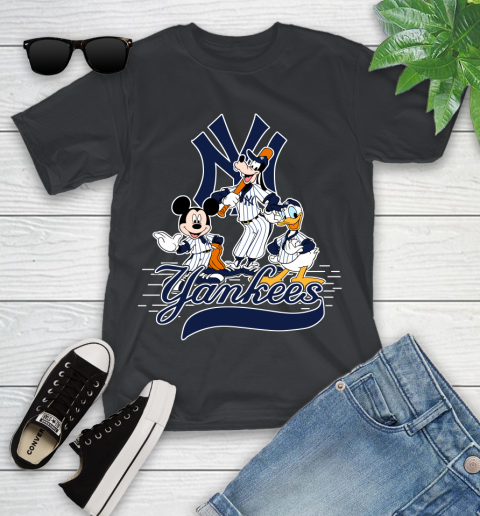MLB New York Yankees Mickey Mouse Donald Duck Goofy Baseball T Shirt Youth T-Shirt