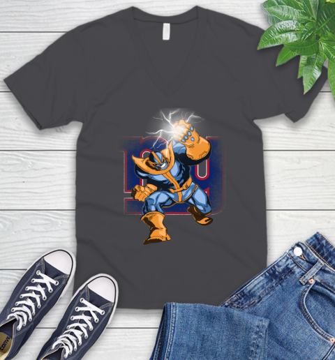 New York Giants NFL Football Thanos Avengers Infinity War Marvel V-Neck T-Shirt 4