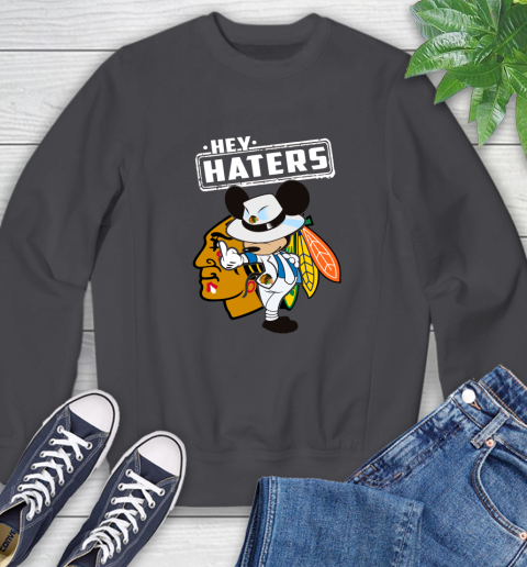 NHL Hey Haters Mickey Hockey Sports Chicago Blackhawks Sweatshirt 6
