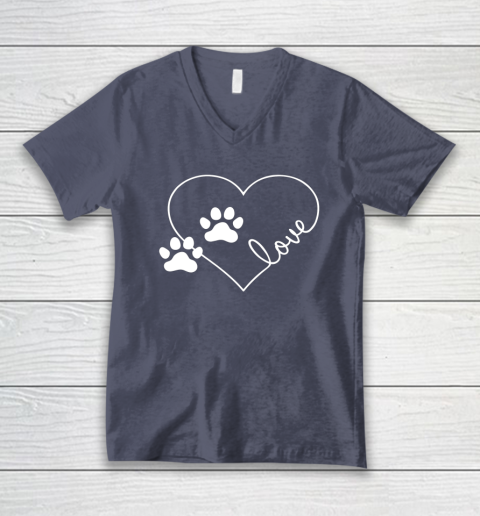 Cute Love Hearts Valentine Day Paw Print Dog Owner Dog Lover V-Neck T-Shirt 12