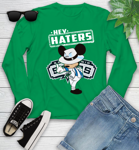 NBA Hey Haters Mickey Basketball Sports San Antonio Spurs Youth Long Sleeve 7