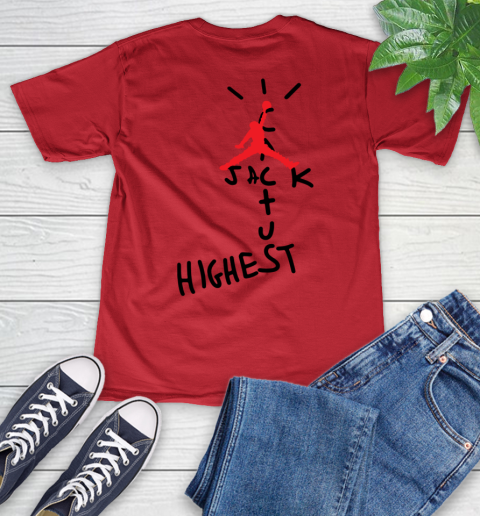 Travis Scott Cactus Jack Jordan Highest V-Neck T-Shirt | Tee Travis Scott Cactus Jack Jordan Highest V-Neck T-Shirt | Tee