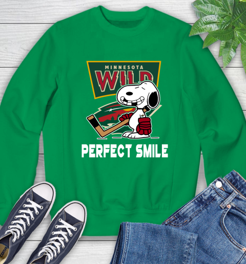 NHL Minnesota Wild Snoopy Perfect Smile The Peanuts Movie Hockey T Shirt Sweatshirt 7