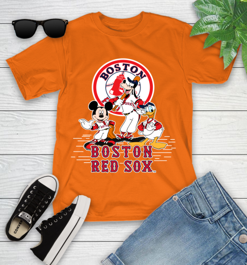 MLB Boston Red Sox Mickey Mouse Donald Duck Goofy Baseball T Shirt Youth T-Shirt 9