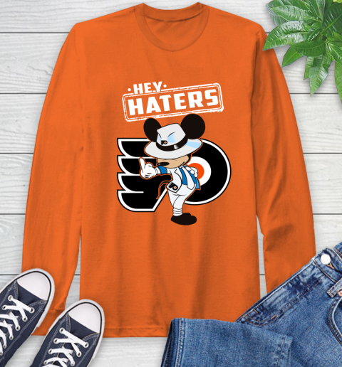 NHL Hey Haters Mickey Hockey Sports Philadelphia Flyers Long Sleeve T-Shirt 4