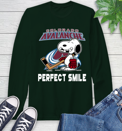 NHL Colorado Avalanche Snoopy Perfect Smile The Peanuts Movie Hockey T Shirt Long Sleeve T-Shirt 7
