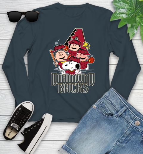 MLB Arizona Diamondbacks Snoopy Charlie Brown Woodstock The Peanuts Movie Baseball T Shirt_000 Youth Long Sleeve 9