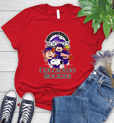 MLB Colorado Rockies Snoopy Charlie Brown Woodstock The Peanuts Movie Baseball T Shirt_000 Women's T-Shirt 13