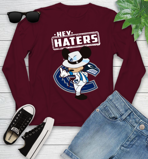 NHL Hey Haters Mickey Hockey Sports Vancouver Canucks Youth Long Sleeve 6