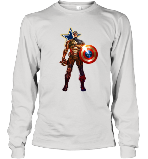 Nfl Captain America Marvel Avengers Endgame Football Sports Dallas Cowboys Long Sleeve T Shirt Rookbrand