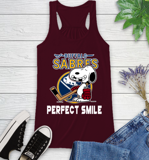 NHL Buffalo Sabres Snoopy Perfect Smile The Peanuts Movie Hockey T Shirt Racerback Tank 2