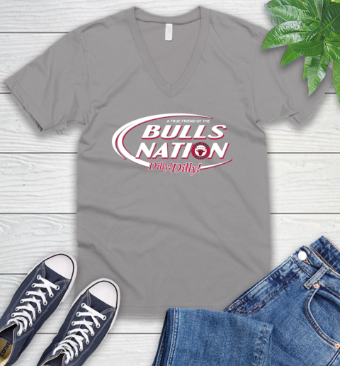 NBA A True Friend Of The Chicago Bulls Dilly Dilly Basketball Sports V-Neck T-Shirt 3