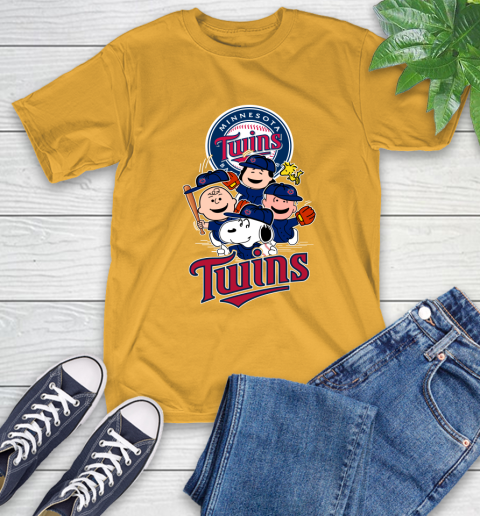 MLB Minnesota Twins Snoopy Charlie Brown Woodstock The Peanuts Movie Baseball T Shirt_000 T-Shirt 2