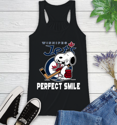 NHL Winnipeg Jets Snoopy Perfect Smile The Peanuts Movie Hockey T Shirt Racerback Tank