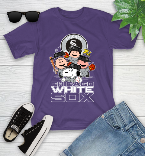 MLB Chicago White Sox Snoopy Charlie Brown Woodstock The Peanuts Movie Baseball T Shirt_000 Youth T-Shirt 3