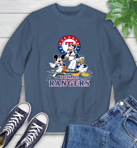 MLB Texas Rangers Mickey Mouse Donald Duck Goofy Baseball T Shirt Sweatshirt 8