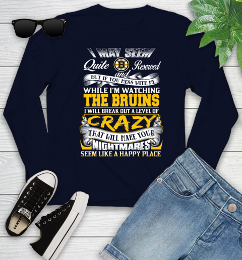 Boston Bruins NHL Hockey Don't Mess With Me While I'm Watching My Team Youth Long Sleeve 2