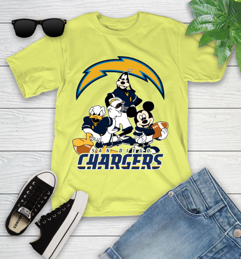 NFL San Diego Chargers Mickey Mouse Donald Duck Goofy Football Shirt Youth T-Shirt 10