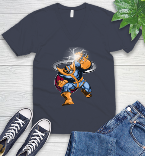 Miami Heat NBA Basketball Thanos Avengers Infinity War Marvel V-Neck T-Shirt 8
