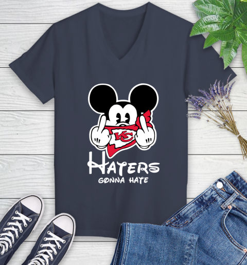 NFL Kansas City Chiefs Haters Gonna Hate Mickey Mouse Disney Football T Shirt_000 Women's V-Neck T-Shirt 12