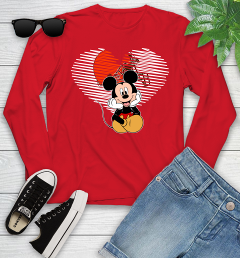 NFL Cleveland Browns The Heart Mickey Mouse Disney Football T Shirt_000 Youth Long Sleeve 11