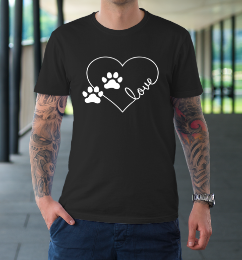 Cute Love Hearts Valentine Day Paw Print Dog Owner Dog Lover T-Shirt 1