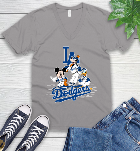 MLB Los Angeles Dodgers Mickey Mouse Donald Duck Goofy Baseball T Shirt V-Neck T-Shirt 3