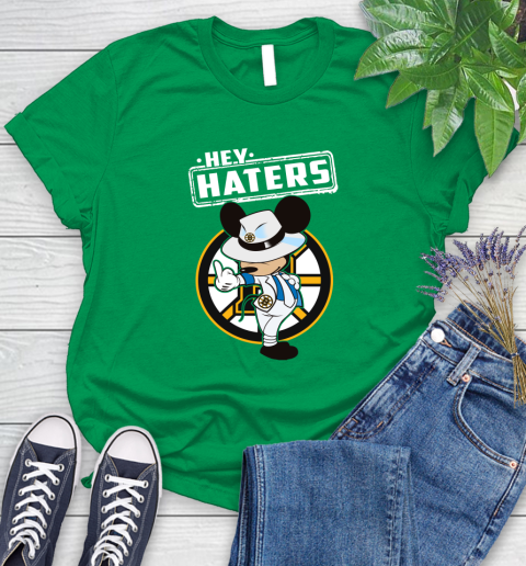 NHL Hey Haters Mickey Hockey Sports Boston Bruins Women's T-Shirt 9