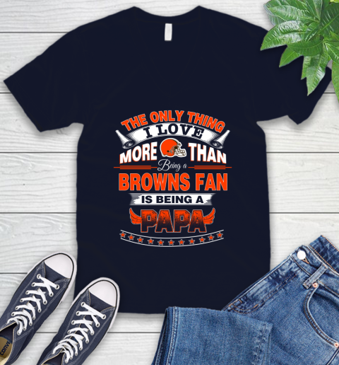NFL The Only Thing I Love More Than Being A Cleveland Browns Fan Is Being A Papa Football V-Neck T-Shirt 2