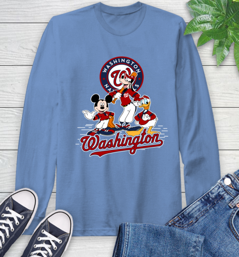 MLB Washington Nationals Mickey Mouse Donald Duck Goofy Baseball T Shirt Long Sleeve T-Shirt 12