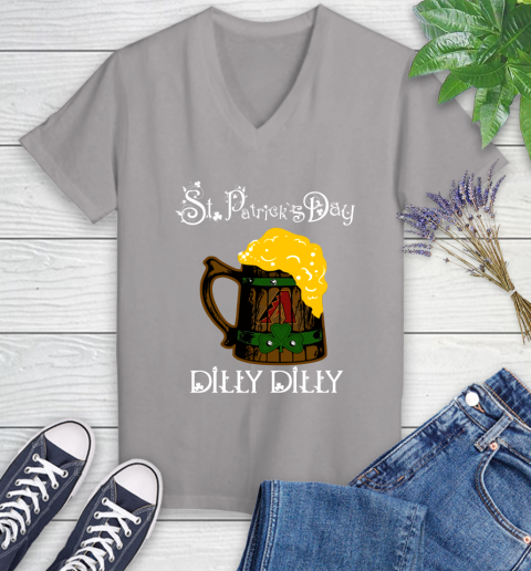 MLB Arizona Diamondbacks St Patrick's Day Dilly Dilly Beer Baseball Sports Women's V-Neck T-Shirt 4