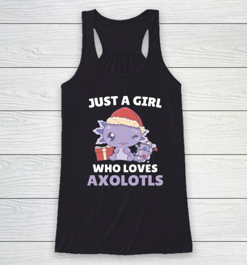 Just A Girl Who Loves Axolotls Cute Girls Christmas Pajama Racerback Tank