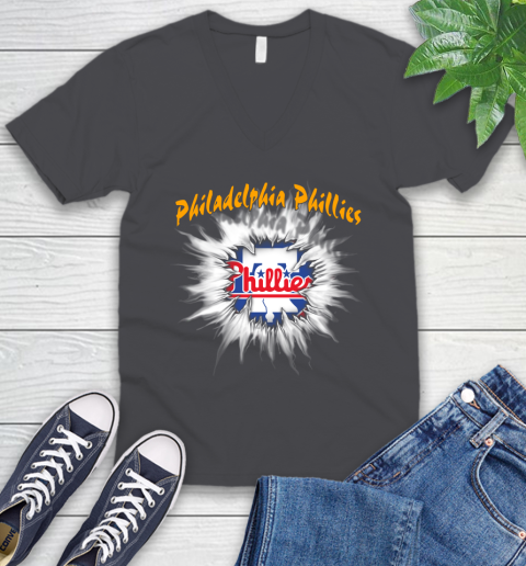 Philadelphia Phillies MLB Baseball Adoring Fan Rip Sports V-Neck T-Shirt 4