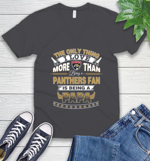 NHL The Only Thing I Love More Than Being A Florida Panthers Fan Is Being A Papa Hockey V-Neck T-Shirt 4