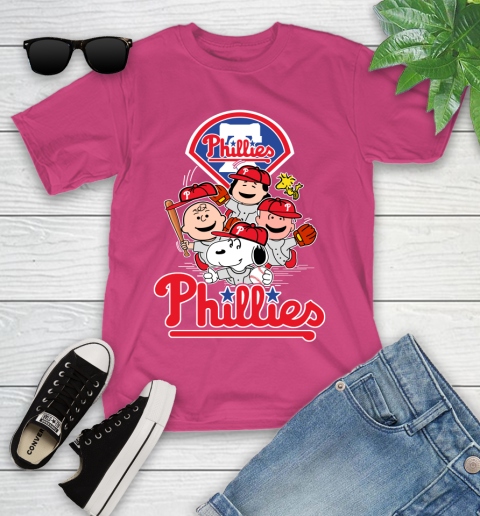 MLB Philadelphia Phillies Snoopy Charlie Brown Woodstock The Peanuts Movie Baseball T Shirt_000 Youth T-Shirt 11