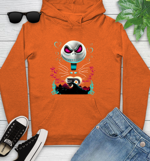NHL Philadelphia Flyers Jack Skellington Sally The Nightmare Before Christmas Hockey Youth Hoodie 4