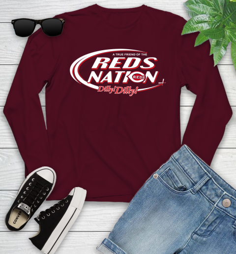 MLB A True Friend Of The Cincinnati Reds Dilly Dilly Baseball Sports Youth Long Sleeve 6