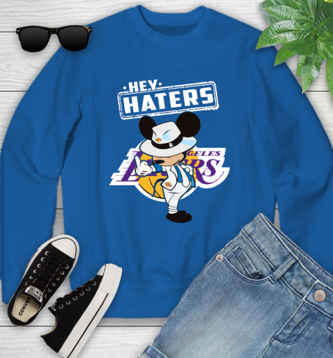 NBA Hey Haters Mickey Basketball Sports Los Angeles Lakers Youth Sweatshirt 7
