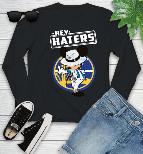 NBA Hey Haters Mickey Basketball Sports Golden State Warriors Youth Long Sleeve