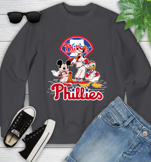 MLB Philadelphia Phillies Mickey Mouse Donald Duck Goofy Baseball T Shirt Youth Sweatshirt 5